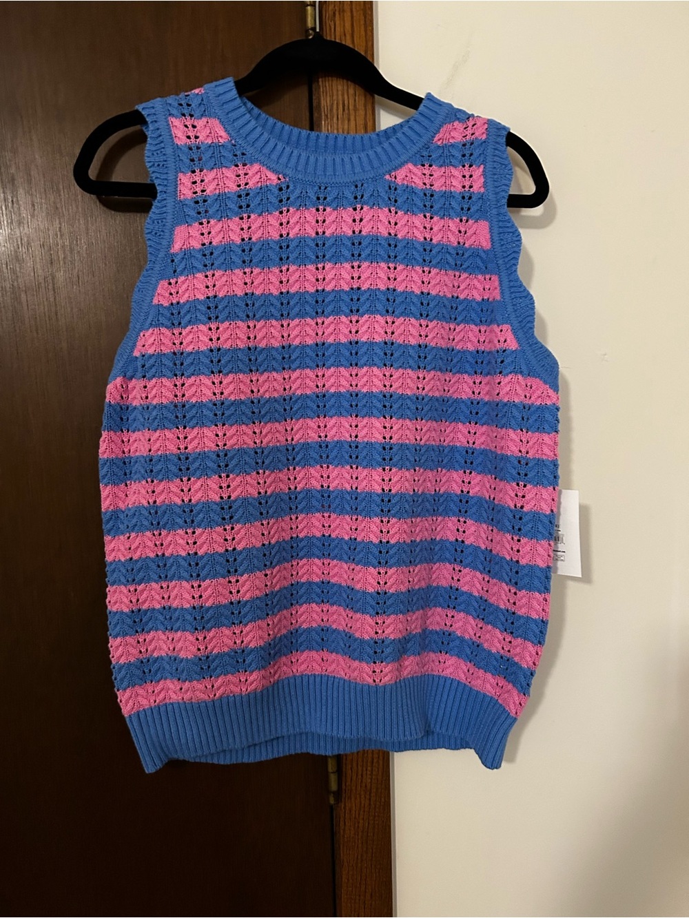 Striped Sleeveless Knit Top - Blue & Pink